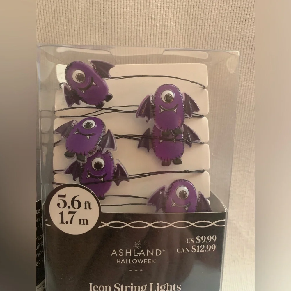 NIB LED Ashland Purple Bat and Monster String Lights